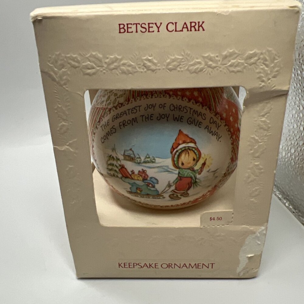 New 1981 Hallmark Keepsake Glass Ornament Ball Betsey Clark USA Sweet